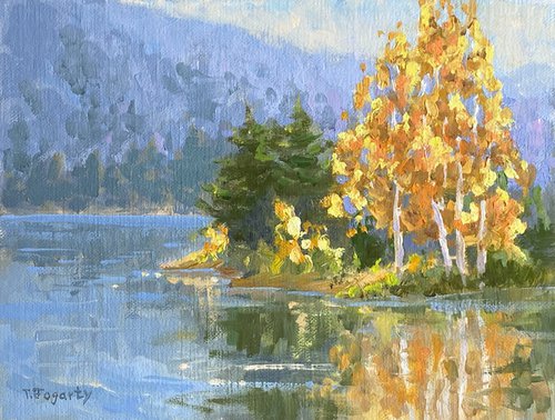 Aspens Fall Colors Lake Reflections by Tatyana Fogarty