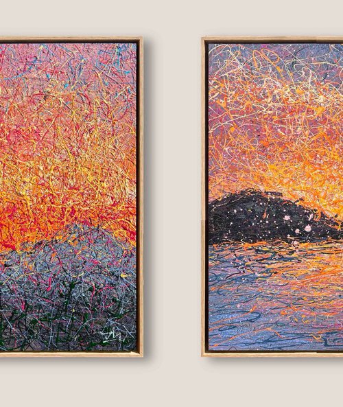 Velvet sunrise - diptych, framed by Nadiia Antoniuk