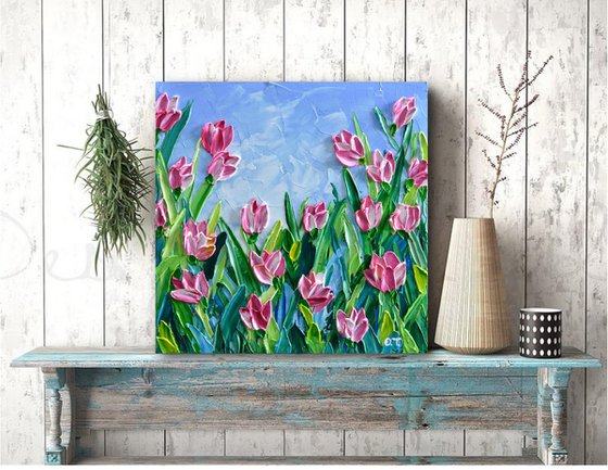 Tulips Garden - Impasto Flowers