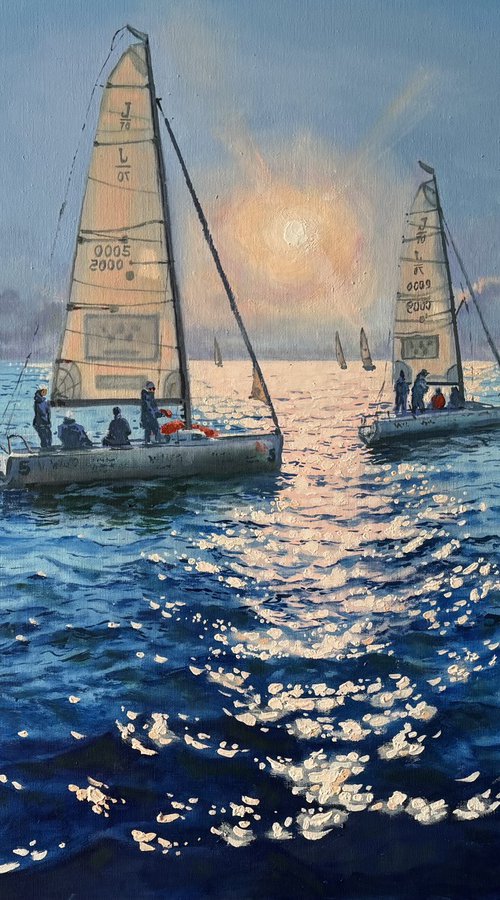 Seascape with Sailboats 50 by Garry Arzumanyan