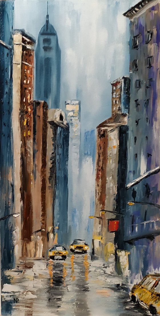 Paris and New  York, original cities oil painting, Comission for Paul