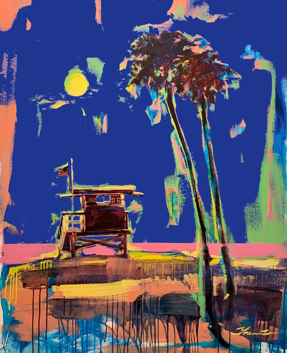 Big painting - Blue sky in Miami - Bright painting - Pop Art - Urban - Palms - Californi... by Yaroslav Yasenev