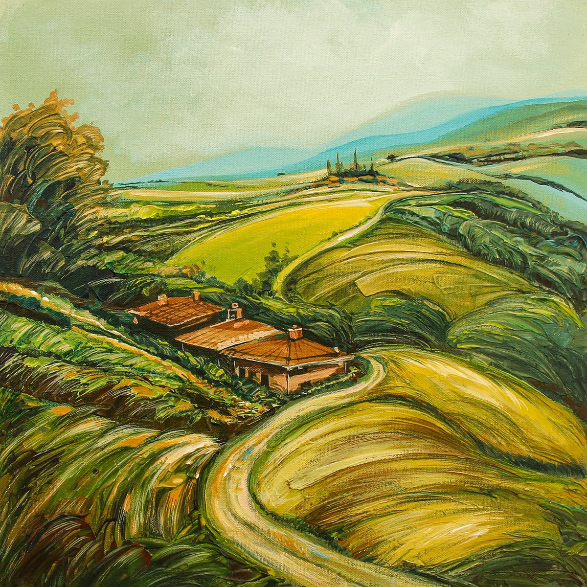 Abstract Still Life Acrylic Painting By Artist Gurdish Pannu, 18 X 18, Champagne Of Teas, Original Artwork