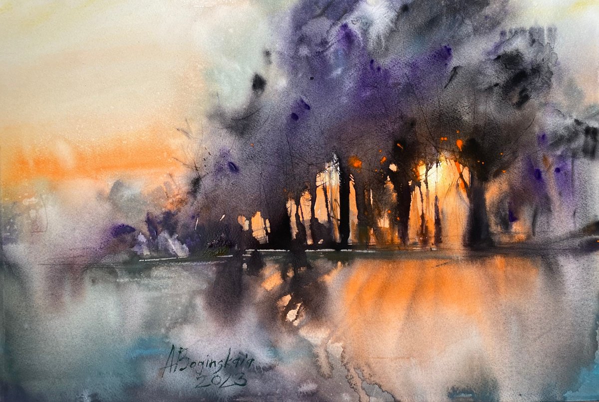 Jrvezh at sunset - original watercolor by Anna Boginskaia