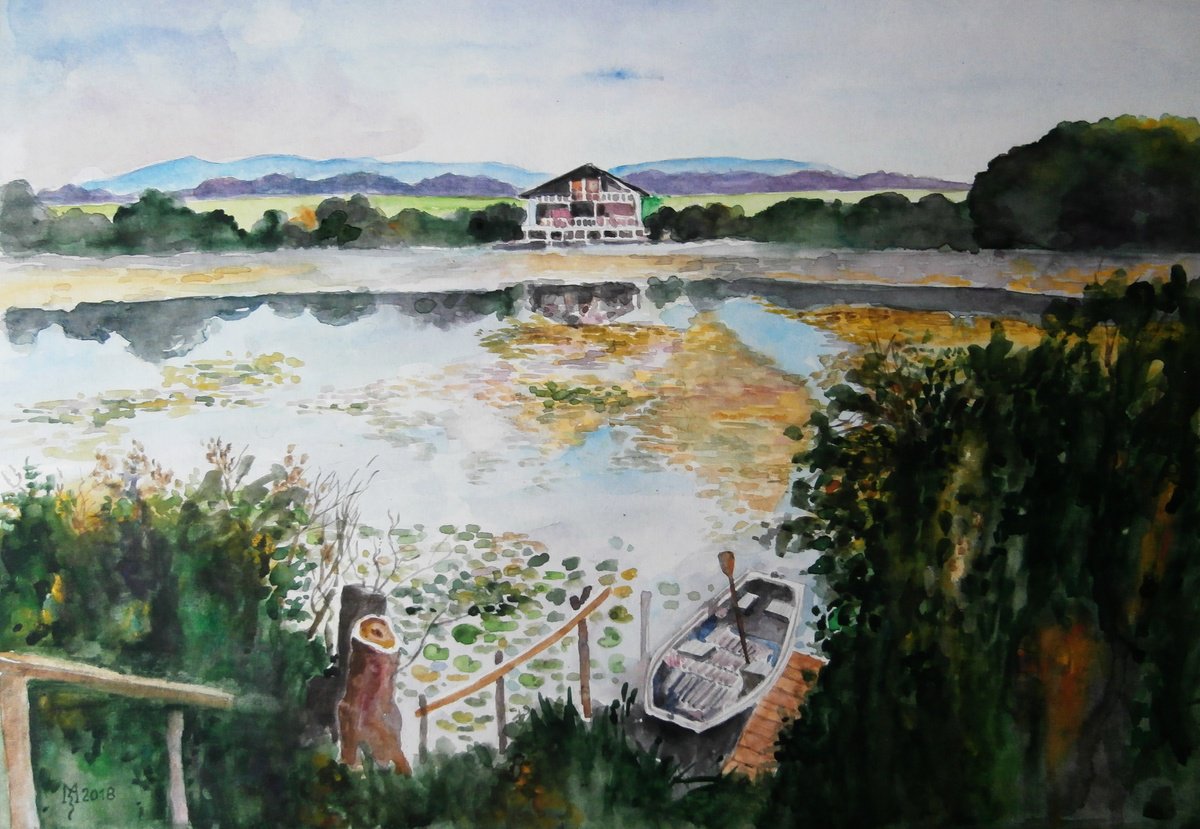 Impressionistic Watercolour , Magic Lake By Zoran Mihajlovic Muza, 17 X 12, Artwork For Sale On Artfinder