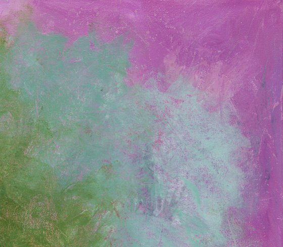 The green cloud - Surrealistic Abstract nature - Oil painting in mauve, pink, green