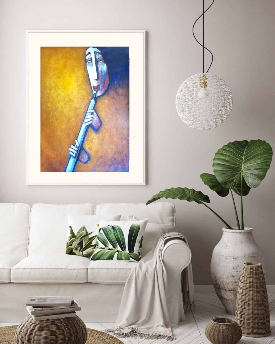 Surrealistic Acrylic Painting , Hobo Musiek (60Cm X 84Cm X 0.1 Cm) By Zhana Viel, 24 X 33, Artwork For Sale On Artfinder