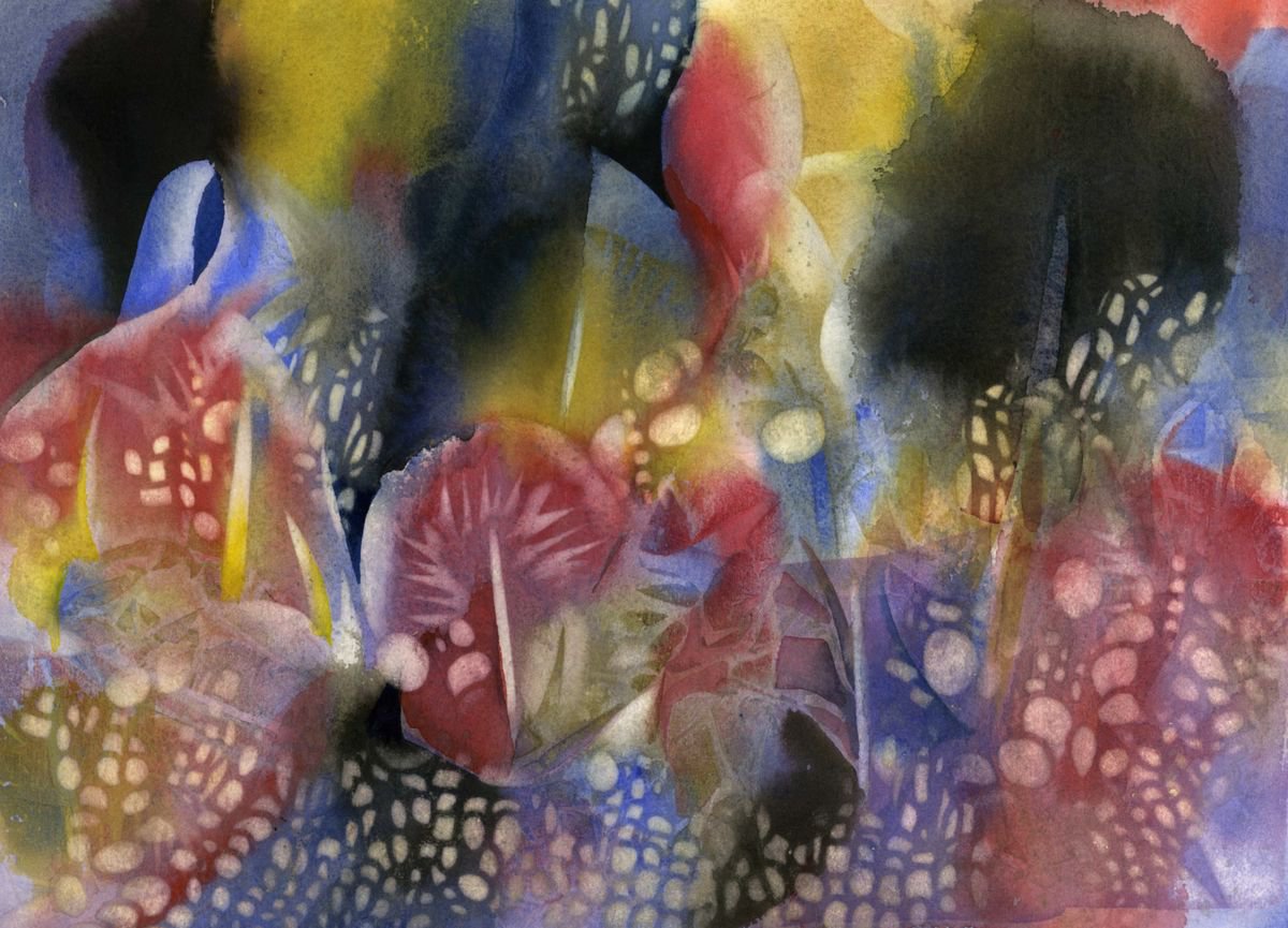 Abstract Watercolour By Alfred Ng, 15 X 12, Nature Fantasia, Original Artwork