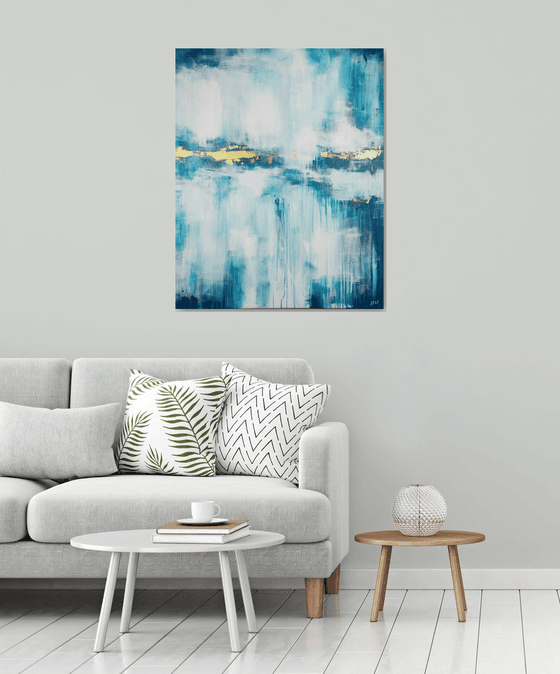 Deep Sea Gold in Turquoise #3 – Abstract Seascape
