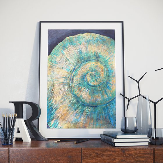 Ammonite (textured artwork of a fossil ammonite)