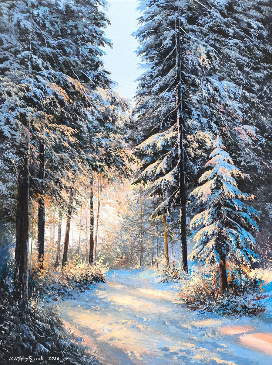 Photorealistic Oil Painting , Sunlight Through The Pines By Sergei Miqaielyan, 12 X 16, Artwork For Sale On Artfinder