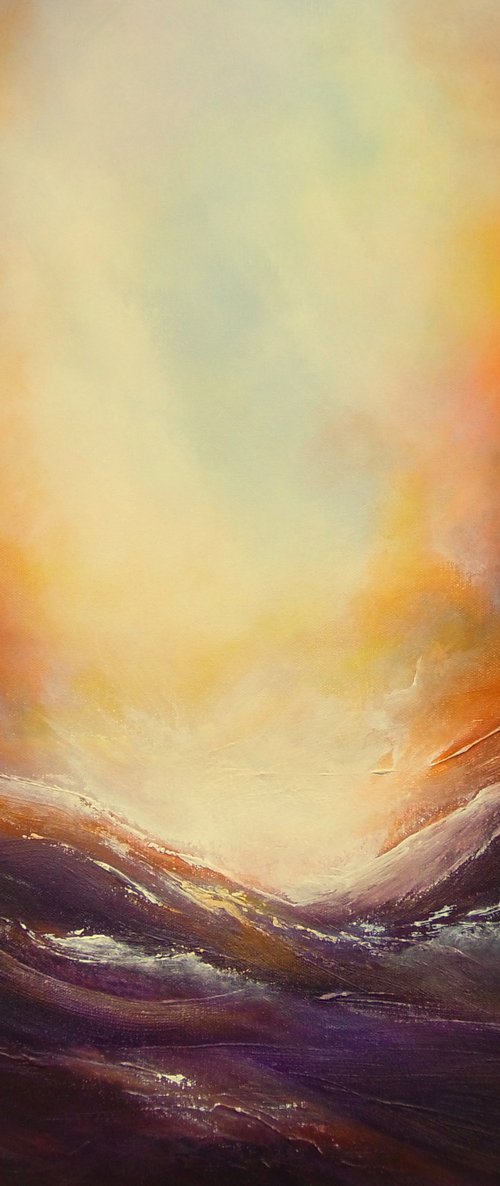 FIRE IN THE SKIES (Abstract seascape/landscape original oil painting) by Gillian Luff