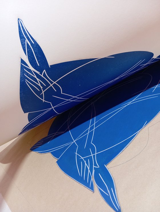 Linoprint "Blue nude-1" 50x70cm