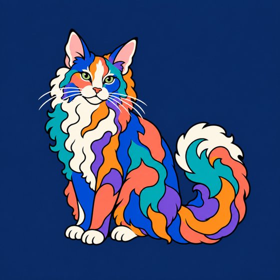 Colorful LaPerm Cat #39