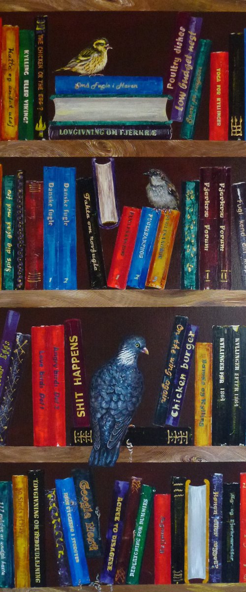 Bookshelf with a dove by Lena Smirnova