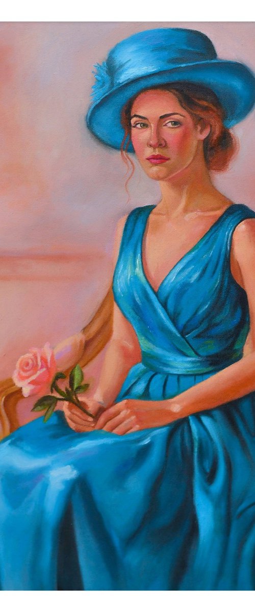 المرأة بالقبعة الزرقاء by Ahmed Ali