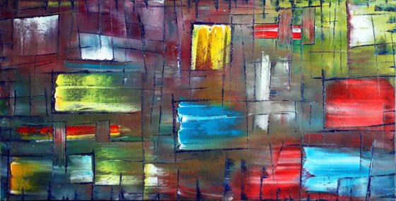 "Passing In The Night" - Original PMS Oil Painting On Canvas - 36" x 18"