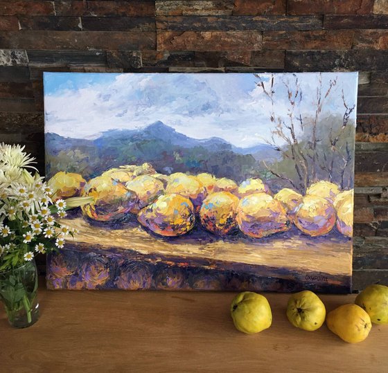 "A quince" oil painting