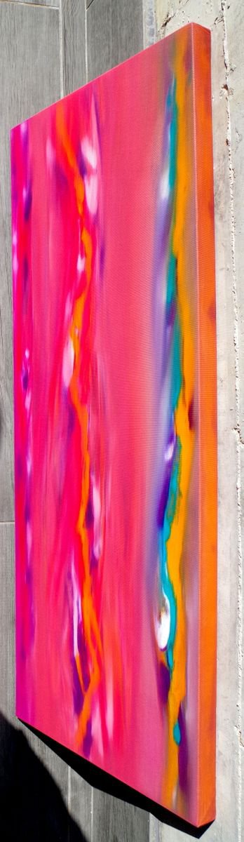 Abstract Oil Painting By Davide De Palma, 16 X 39, Sunset Anomaly Ii, The Series, Original Artwork