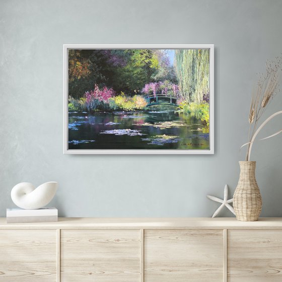 Waterlily pond and a garden landscape, Inspired by Monet