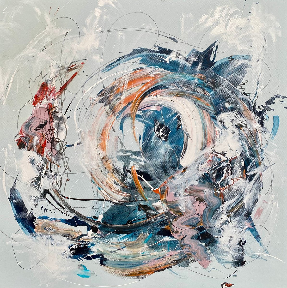 Abstract Acrylic Painting By Annette Spinks, 35 X 35, Abstract 1, Original Artwork