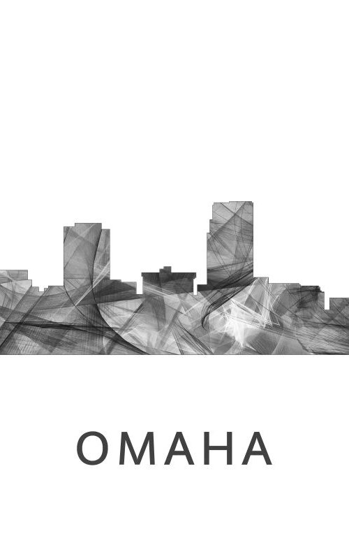 Omaha Nebraska Skyline WB BW by Marlene Watson