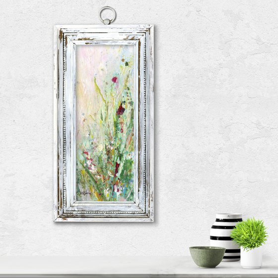 Cottage Meadow 1  - Framed Floral Painting  by Kathy Morton Stanion