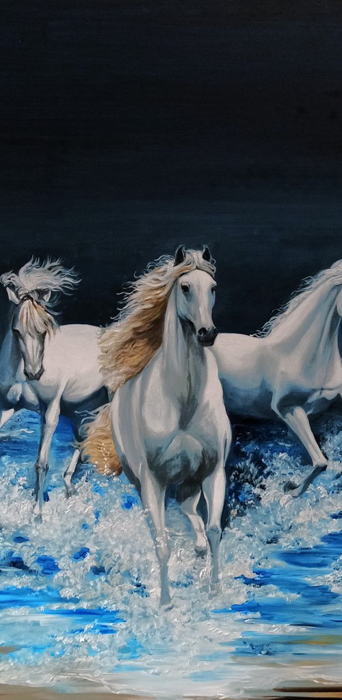 Free spirits - Horses in the night by Anna Rita Angiolelli