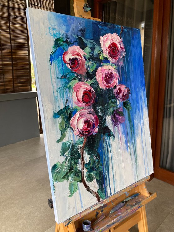 Flowing Roses in Blue II