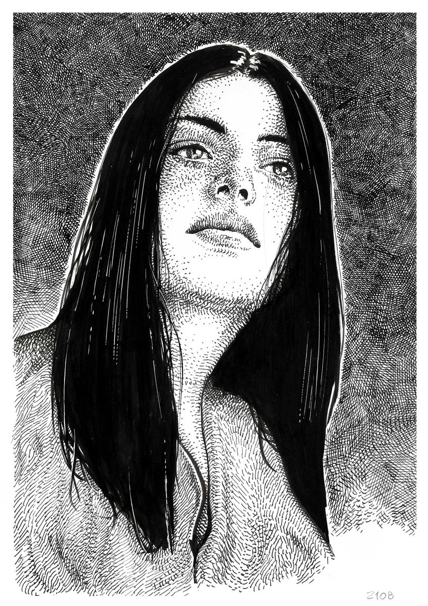 Portrait Ink Drawing By Dario Moschetta, 8 X 11, Portrait 210B.2020, Original Artwork