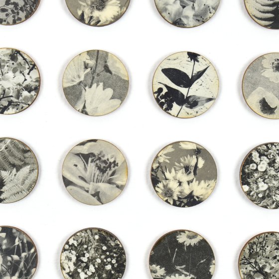 One Hundred Vintage Botanical Dots Collage