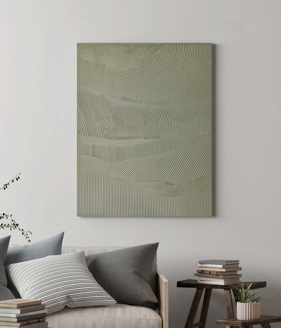 "Green Rye" Green abstract high textured art