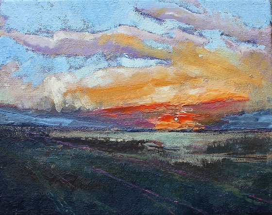 Wold Sunset 3 Early September 2017 Original Oil Painting