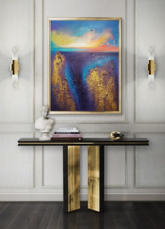 Abstract seascape painting From the Deep / Original painting/ Free shipping