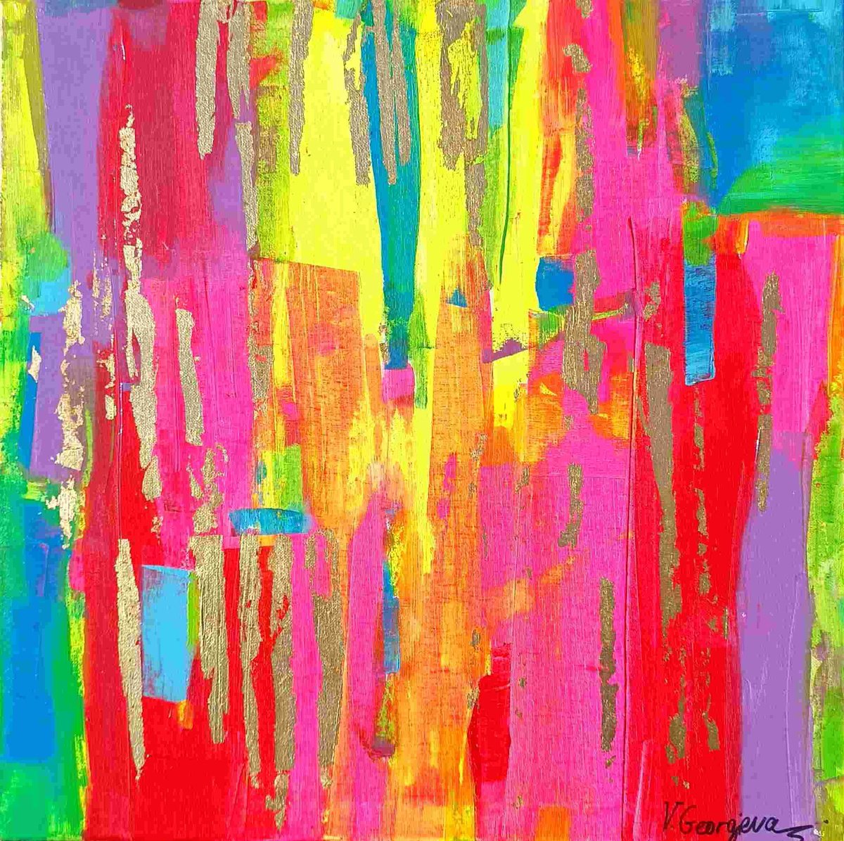 Abstract Acrylic Painting By Vanya Georgieva, 24 X 24", Ra 1, Original Artwork