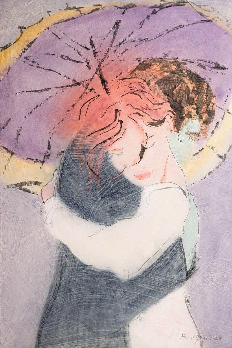 A hug in the rain by Marcel Garbi