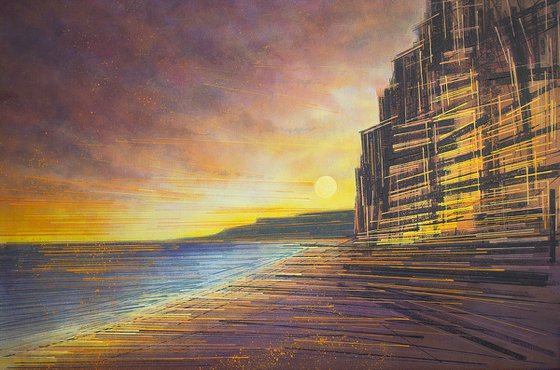 West Bay Cliffs At Sunset