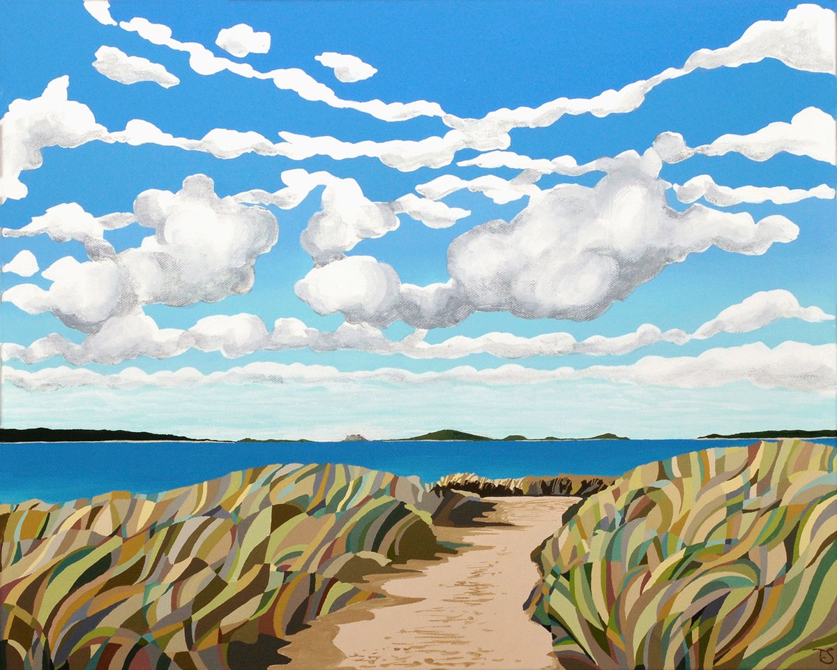 Impressionistic Landscape Acrylic Painting By Theresa Shaw, 21 X 17", On The Breeze, Original Artwork