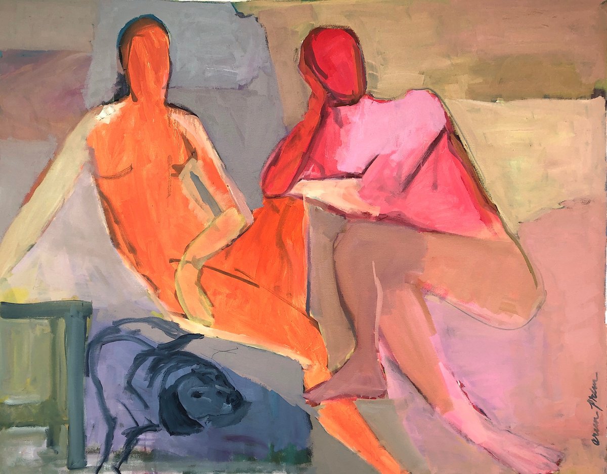 Abstract Oil Painting By Arun Prem, 58 X 46, Family, Original Artwork