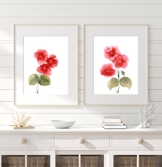 Set of 2 Red Flowers