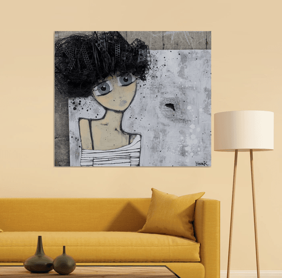 Girl Emerging From the Canvas