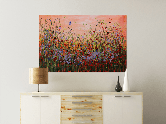 "Last Summer" #2  - Large original abstract floral painting