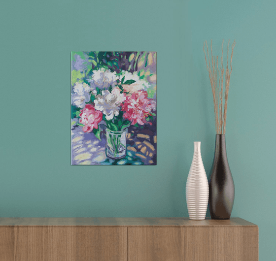 Peonies in the sun 30x40 cm