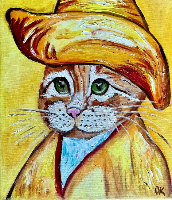 Cat, Vincent Van Gogh inspired by his self-portrait.