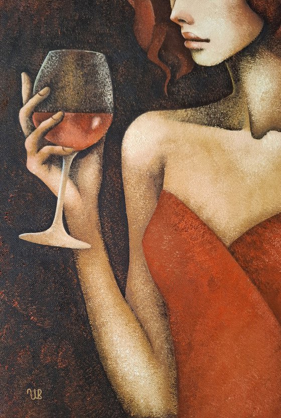 Lady with Red Wine