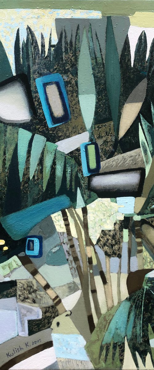 Green original nature abstract art by Kate Kulish