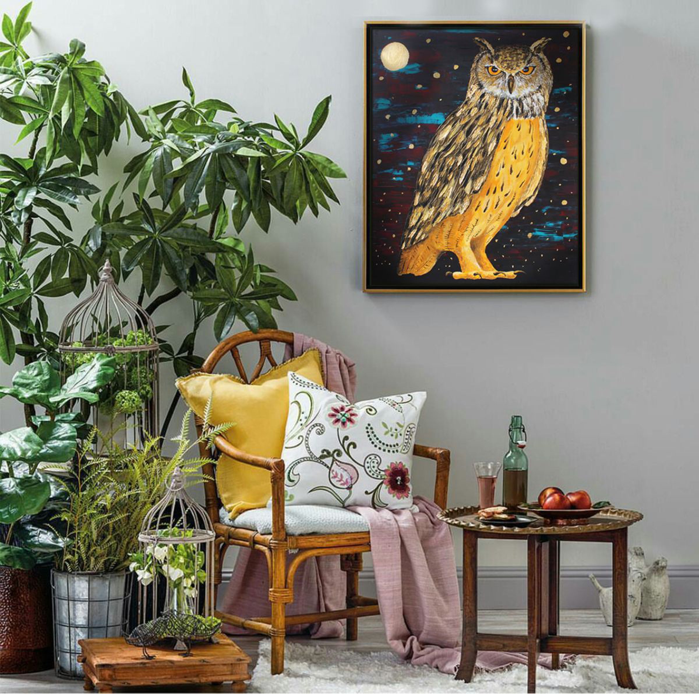 Owl Acrylic Paintings Acrylic Owl Painting Owl Family Acrylic Acrylic Painting Of An Owl Acrylic Bird Painting Origanal Acrylic Artwork