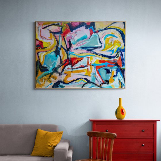 Luebo (XXL) - Abstract Painting (W)140x(H)106 cm.