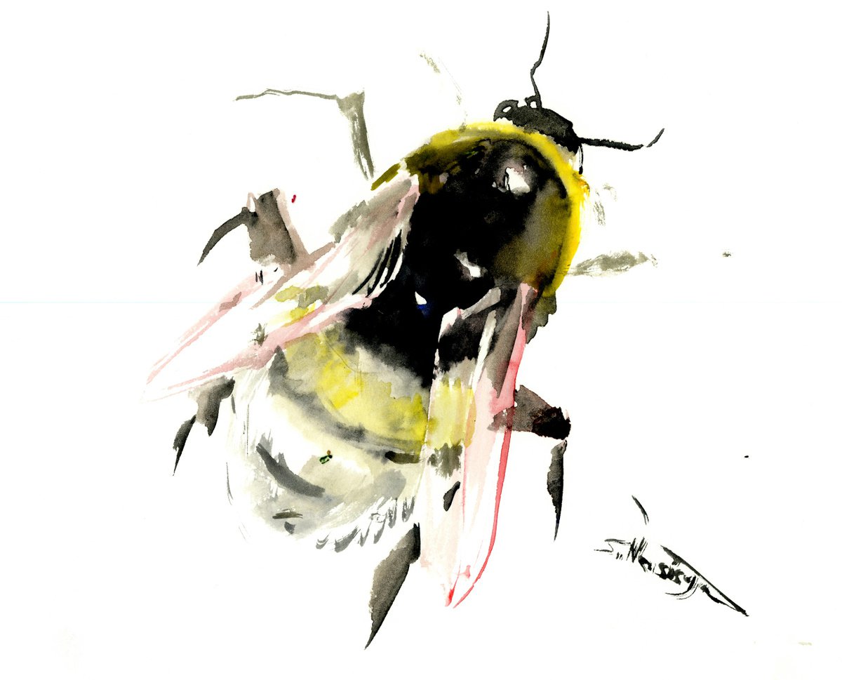 Bumblebee watercolor painting by Suren Nersisyan