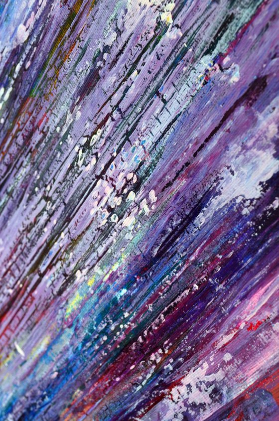 Ultra Violet Rain - Abstract Home Decor Art  On The Long Deep Edge Canvas Ready To Hang